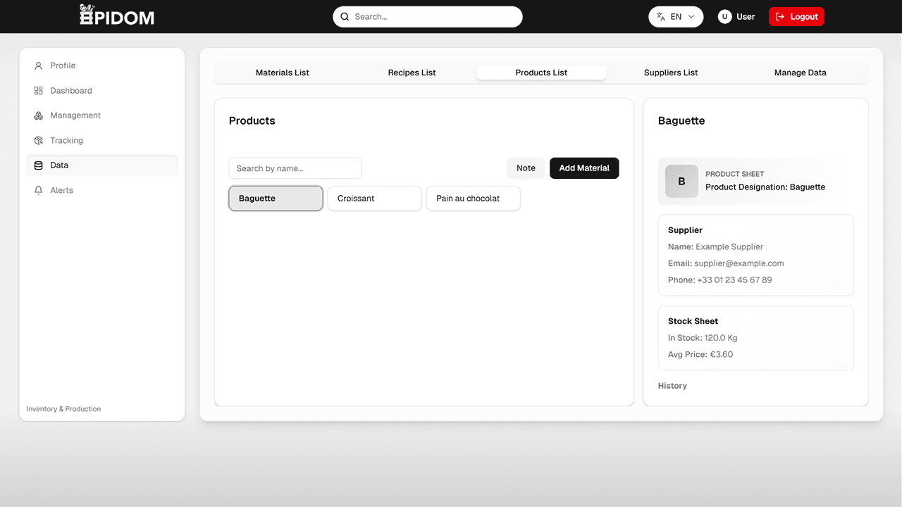 Data management small interface 1